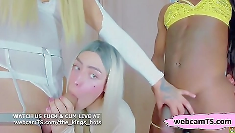 Blonde gets fucked by a big black cock and a big dildo