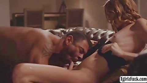 Deepthroat and anal for blonde stepdaddy in lingerie