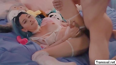 Slutty tittied girl gave a deep throated blowjob to her friend