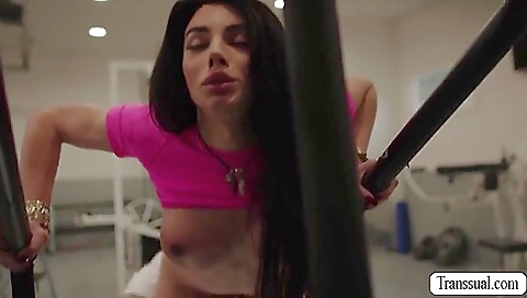 Busty big booty brunette with shaved pussy gets ass railed