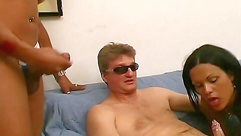 Horny brunette milf is on top of black and blond chicks