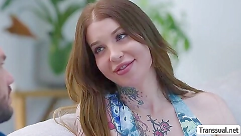 Tattooed babe receives a hard shove in ass anal sex